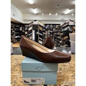 Lifestride Women's Groovy Round Toe Wedge Dark Tan Cowboy Wedge Heel Size 11 M